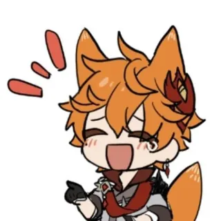 😂 Childe Genshin Impact Childe, Genshin Impact, anime, personaje, orejas de zorro whatsapp sticker