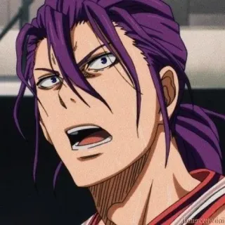 💜 Murasakibara Atsushi Kuroko's Basketball anime, manga, capelli viola, pallacanestro, serio, sport telegram sticker