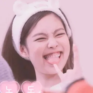 👛 노	도 милая, девушка, ободок, розовый, корейский whatsapp sticker