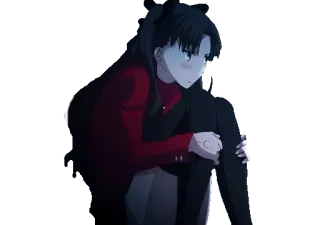 😔 Rin Tohsaka Fate/stay night anime, rin tohsaka, fate, tsundere, female, japanese animation telegram sticker