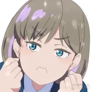 😟 аниме, девушка, злая, милая, мультфильм whatsapp sticker
