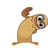 🙃 burung hantu, kartun, karakter, gestur, hormat telegram sticker