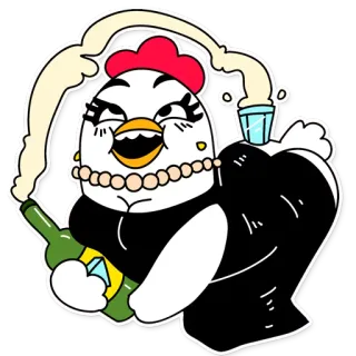 🐔 Huhn, Cartoon, Alkohol, Flasche, Lustig, Figur telegram sticker