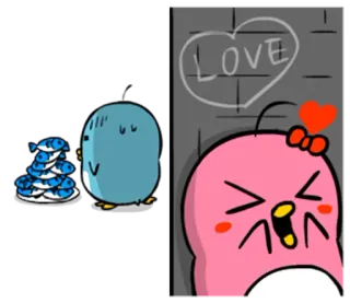 😆 LOVE pinguim, amor, desenho animado, coração telegram sticker