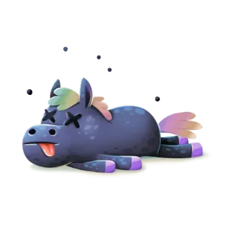 😵 мертвый, лошадь, мультфильм, фэнтези, смерть, лежащий whatsapp sticker