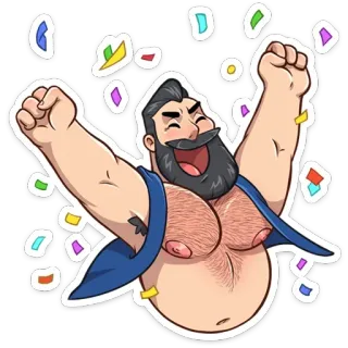 🥳 мужчина, праздник, мультфильм, стикер, счастливый telegram sticker