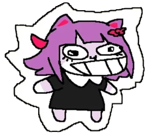 😁 ステッカー, カートゥーン, 紫髪, 猫耳, 悪魔の角 whatsapp sticker