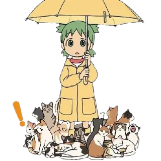 🍀 cô gái, ô, mèo, anime, nhãn dán, dễ thương telegram sticker