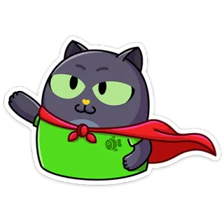 ⭐ cat, superhero, cape, cartoon, animal, sticker telegram sticker