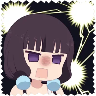😖 Anime, Manga, Schattig, Meisje, Geschokt, Boos, Cartoon telegram sticker