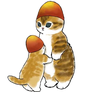 🥝 猫, 小猫, 可爱, 动物, 帽子, 卡通 telegram sticker