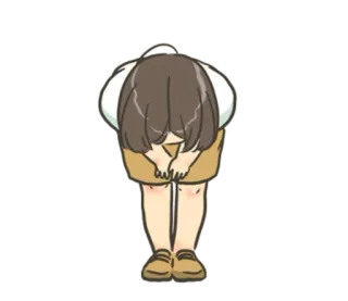 🙇 인사, 사과, 애니메이션, 만화, 여자 whatsapp sticker