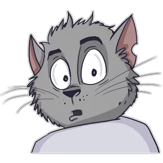 😦 cat, cartoon, sticker, grey cat, scared, expression whatsapp sticker