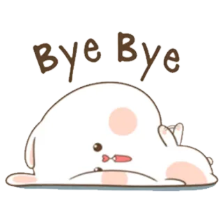 😔 Bye Bye conejo, adiós, despedida, lindo, animal, perezoso, acostado whatsapp sticker