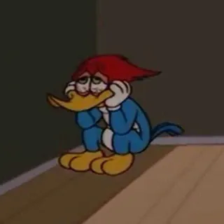 😴 Woody Woodpecker cartoon, woody woodpecker, sad, cartoon character, bird telegram sticker