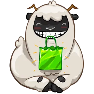 👛 양, 동물, 귀여운, 만화, 선물, 가방 telegram sticker