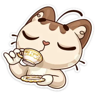 ☕️ cat, tea, cute, kawaii, cartoon, animal whatsapp sticker