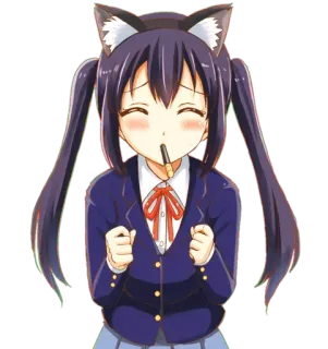 😍 Azusa Nakano K-On! Anime, Catgirl, Mignon, Kawaii, K-On, Azusa Nakano whatsapp sticker