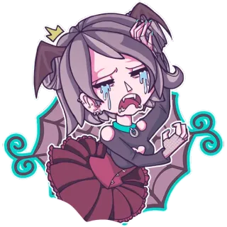 😭 울음, 슬픈, 만화, 고딕, emo, 날개, 감정적인 telegram sticker