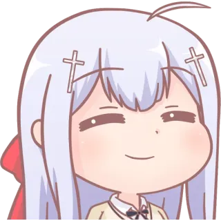 😌 Anime, Ragazza, Carina, Chibi, Cartone animato, Croce telegram sticker