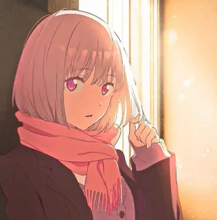 😚 anime, chica, retrato, bufanda, linda telegram sticker
