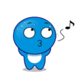 🎶 Мультик, Милый, Синий, Персонаж, Капля, Нота, Свисток telegram sticker