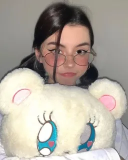 🥺 girl, teen, cute, portrait, glasses, plush, indoors, selfie telegram sticker
