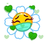 😷 bunga, emoji, daisy, masker, hati, imut, stiker whatsapp sticker