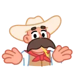 🤷‍♂️ Ковбой, Мужчина, Мультфильм, Шляпа, Усы, Персонаж whatsapp sticker