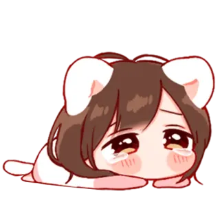 💞 triste, llorando, anime, chica, kawaii whatsapp sticker