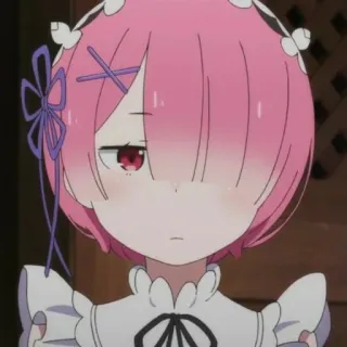 🍓 Ram Re:Zero Anime, Ram, Re:Zero, Maid, pelo rosa whatsapp sticker