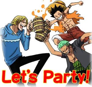 🍺 Luffy One Piece Let's Party! 动漫, 海贼王, 派对, 干杯, 朋友, 路飞, 山治, 索隆 telegram sticker