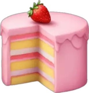 🤩 Kuchen, Erdbeere, Dessert, Essen, rosa Zuckerguss, Schichten, süß telegram sticker