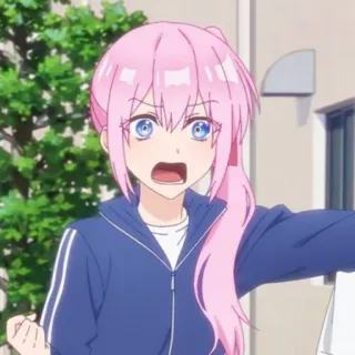 🍧 Anime, Mädchen, pinke Haare, schockiert, empört telegram sticker