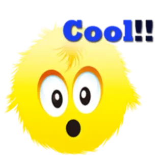 😮 Cool!! крутой, мультяшный, милый, желтый, глаза, в шоке whatsapp sticker