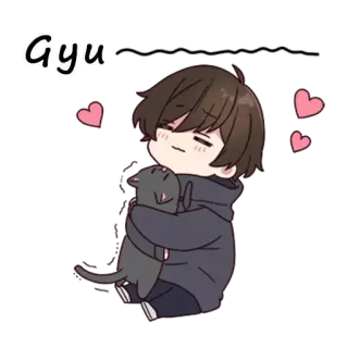 😫 ayu carino, anime, gatto, cuori, ragazzo telegram sticker
