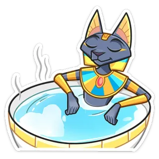 🛀 ancient egypt, anubis, cat, relaxing, bath, hot tub telegram sticker