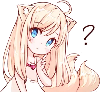 ❓ ? อนิเมะ, สาวหูแมว, เครื่องหมายคำถาม, น่ารัก, ภาพประกอบ, คาวาอิ telegram sticker