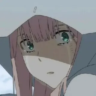 🌷 Zero Two Darling in the Franxx anime, personagem, darling in the franxx, zero two, triste, chorando, cabelo rosa telegram sticker