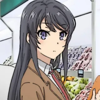 🐰 Mai Sakurajima Rascal Does Not Dream of Bunny Girl Senpai 애니메이션, 여자, 교복, 캐릭터, 귀여운 whatsapp sticker
