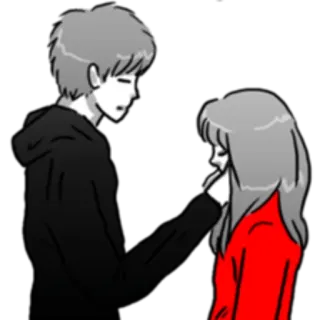 💝 monocromatico, coppia, stile anime, emozioni, amore, piangere, triste telegram sticker