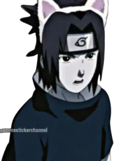 😒 Sasuke Naruto animestickerchannel anime, naruto, sasuke, cat ears, sticker telegram sticker