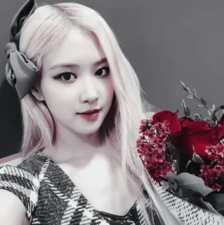🥏 Rose Rosa, Blackpink, Kpop, cantora, flores, retrato whatsapp sticker