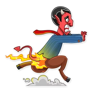 🏃 diabo, desenho animado, correndo, demônio, fuga telegram sticker