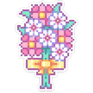 💐 Blumen, Strauß, Pixelkunst, niedlich, Blumenmuster, verpixelt, Frühling, Geschenk telegram sticker