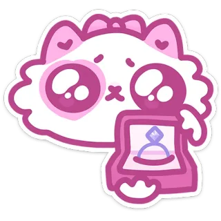 💍 Katze, Tier, Cartoon, Rosa, Ehering, Verlobung, Liebe telegram sticker