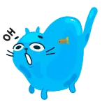 😕 OH! cat, blue, sticker, cartoon, funny, expression telegram sticker
