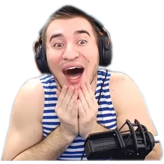 😳 hombre, emocionado, sorprendido, retrato, persona, auriculares telegram sticker