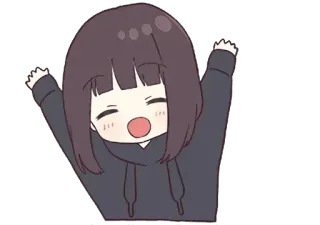 🙌 Аниме, Девушка, Мультфильм, Милый, Счастливый telegram sticker