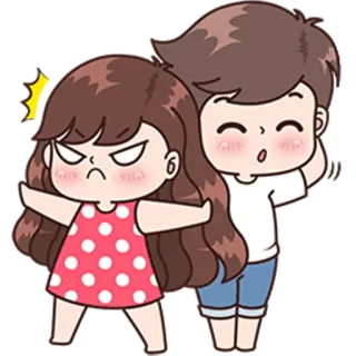 😡 couple, dessin animé, amour, relation, colère, joyeux telegram sticker